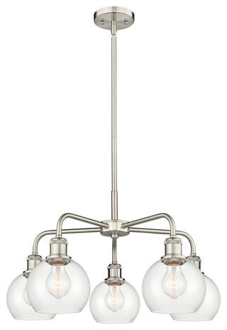 Athens 5-Light 24" Stem Chandelier, Satin Nickel, Clear