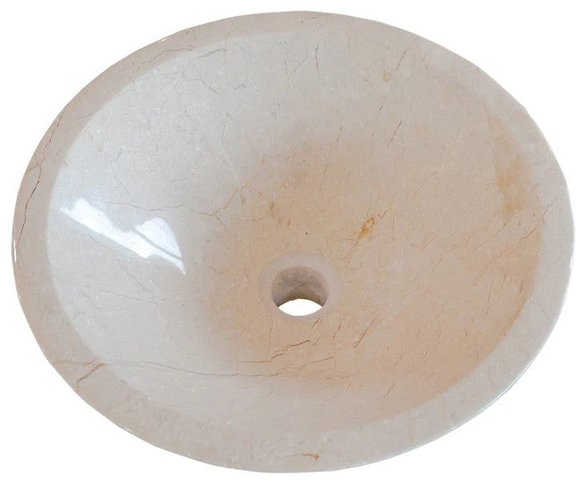 Crema Marfil Marble Natural Stone Tapered Sink High-Gloss Polished  (D)16" (H)6"