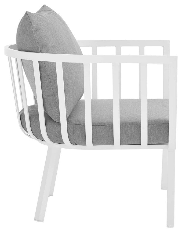 Riverside 6 Piece Outdoor Patio Aluminum Set White Gray