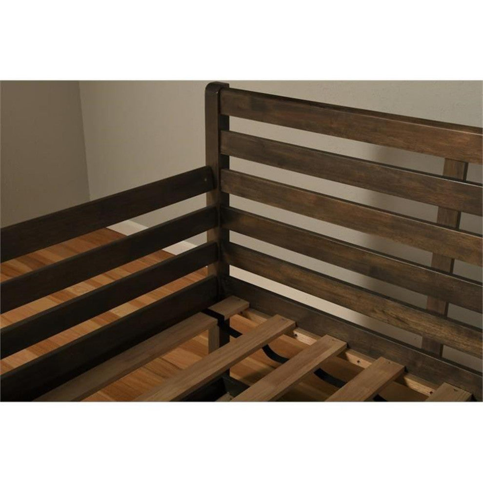 Kodiak Furniture Boho Daybed and Trundle in Rustic Walnut with Aqua Mattresses