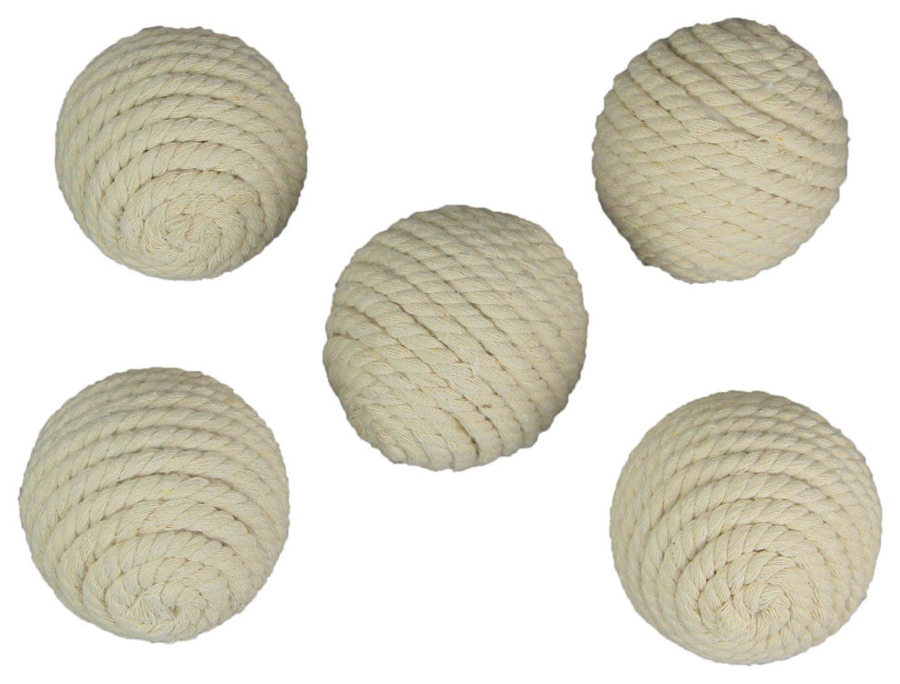 Set of 5 Light Brown Rope Decorative Orb Home Decor Ball Centerpiece Vase Fille