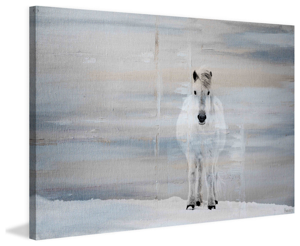"White Horse Forward" Painting Print on Wrapped Canvas, 30"x20"