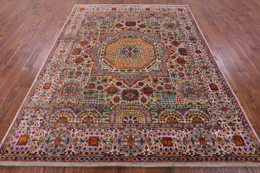 Wool & Silk Mamluk Handmade Rug 7' 9" X 9' 10" - Q13726