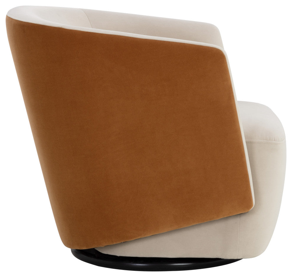 Sarina Swivel Lounge Chair, Meg Taupe / Meg Gold