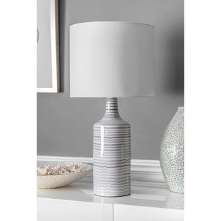 Nuloom Ceramic Linen Shade Gray Finish On-Off Switch Table Lamp, 28"