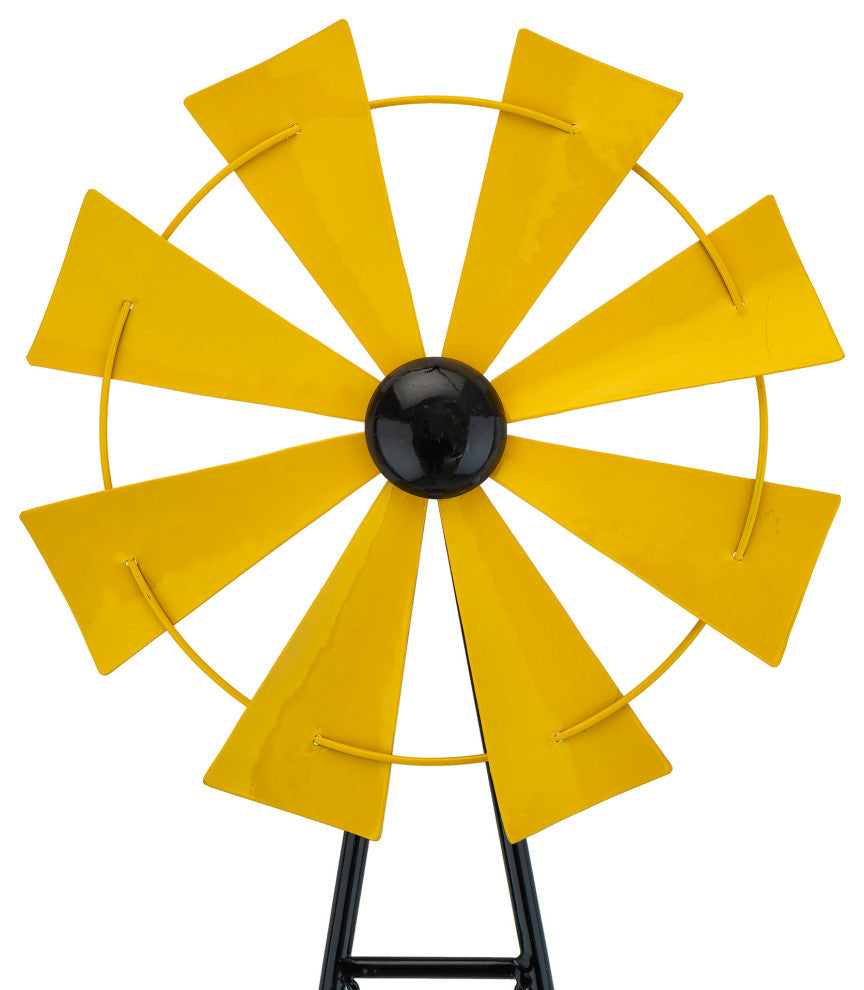 44"H Metal Yellow Wind Spinner Yard Stake, Yellow