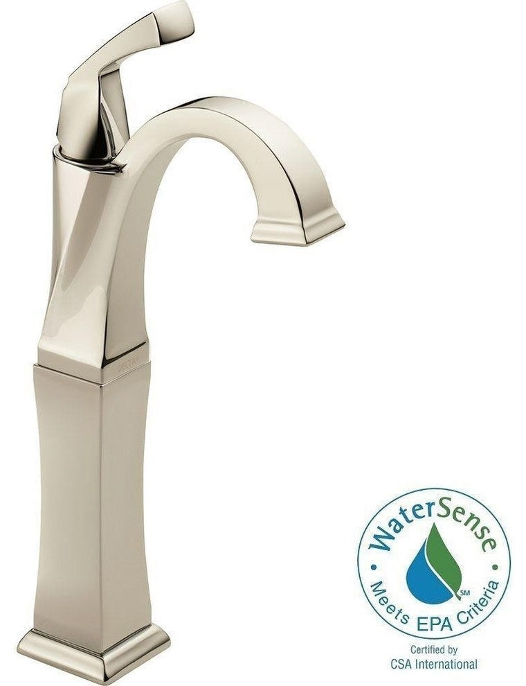 Delta Dryden Single Handle Vessel Bathroom Faucet, Polished Nickel, 751-PN-DST