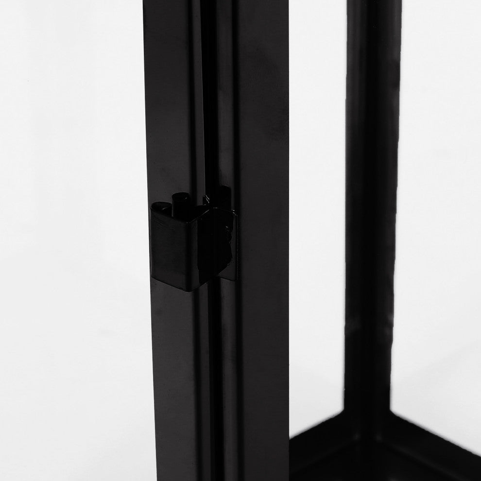 Brianna Outdoor 22" Modern Stainless Steel Lantern, Black
