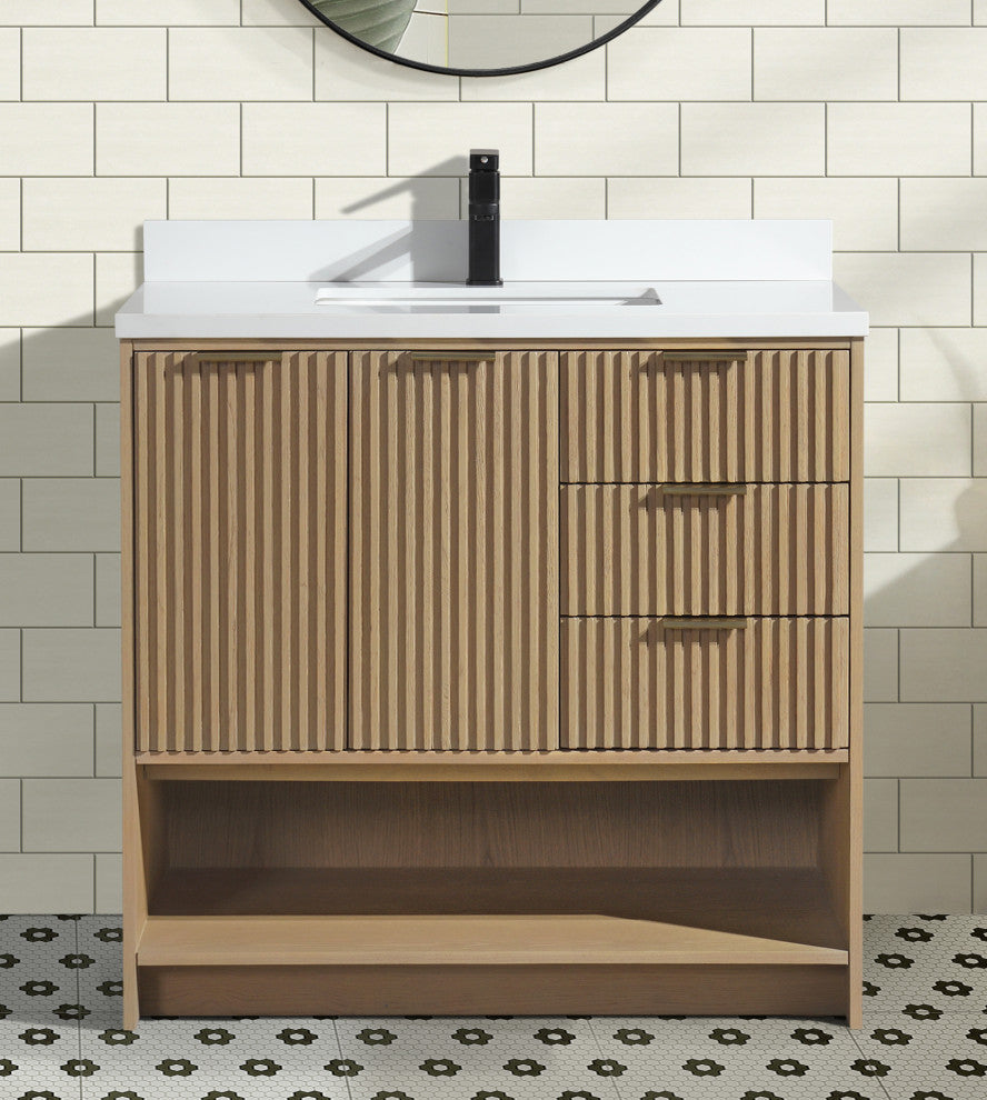 Ari Kitchen and Bath San Diego Bath Vanity, Oak, 36", Freestanding
