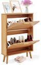 VEVOR Shoe Cabinet with 2 Flip Drawers Rattan Shoe Storage Cabinet for Entryway