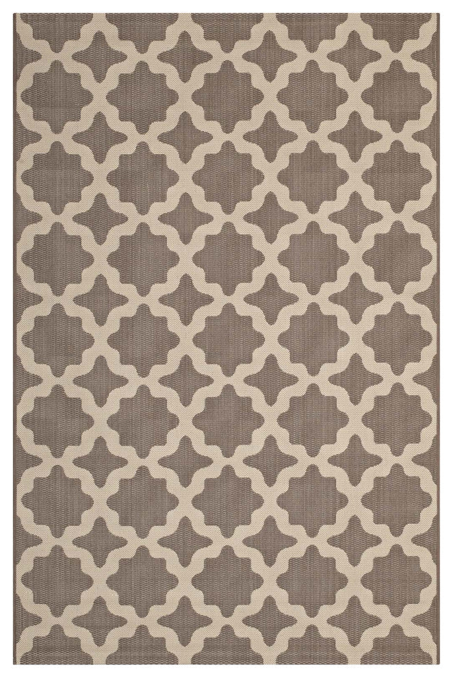 Cerelia Moroccan Trellis 9x12 Indoor and Outdoor Area Rug, Light and Dark Beige