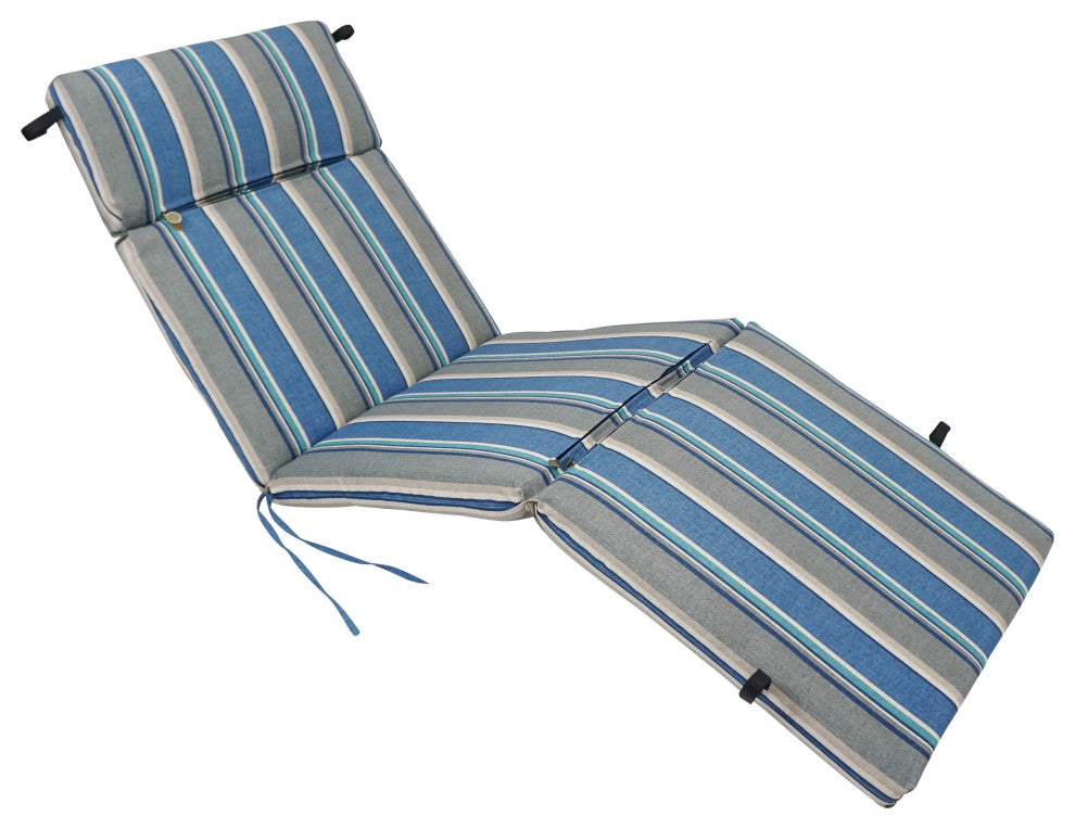 72"X24" Patterned Polyester Outdoor Chaise Lounge Cushion, Sovaro Denim