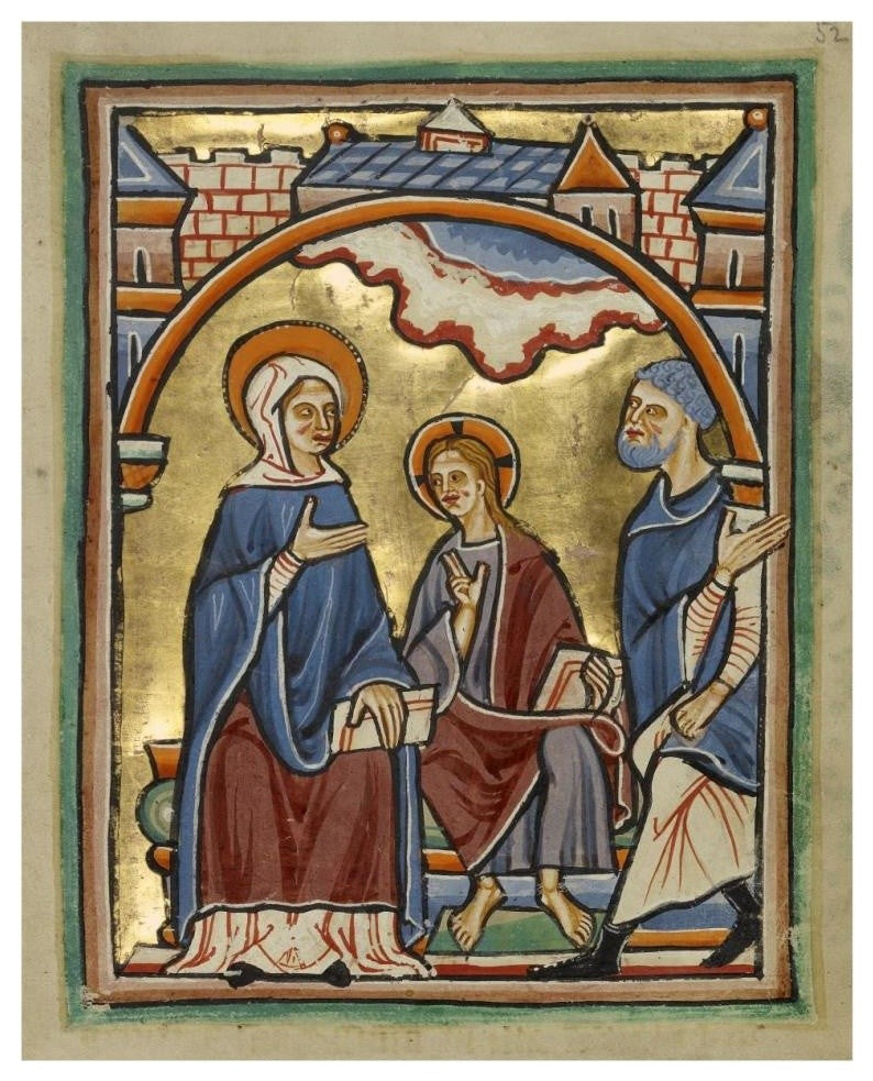 "Christ Blessing His Parents" Print 12th Century English Illuminator, 30"x37"