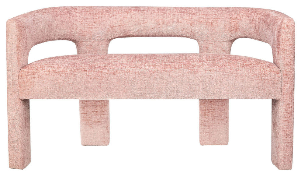 Gwen Modern Luxury Jacquard Fabric Upholstered Sculpture Bench - Pink