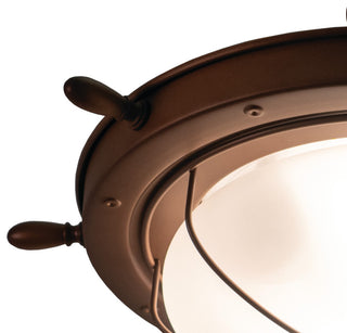 Nautical 15" Outdoor Flush Mount Ceiling Light Antique Red Copper