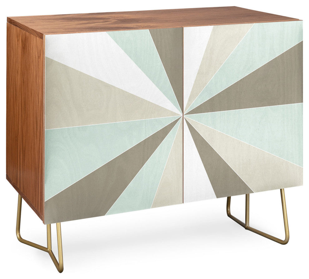 Deny Designs Champagne Credenza, Walnut, Gold Steel Legs
