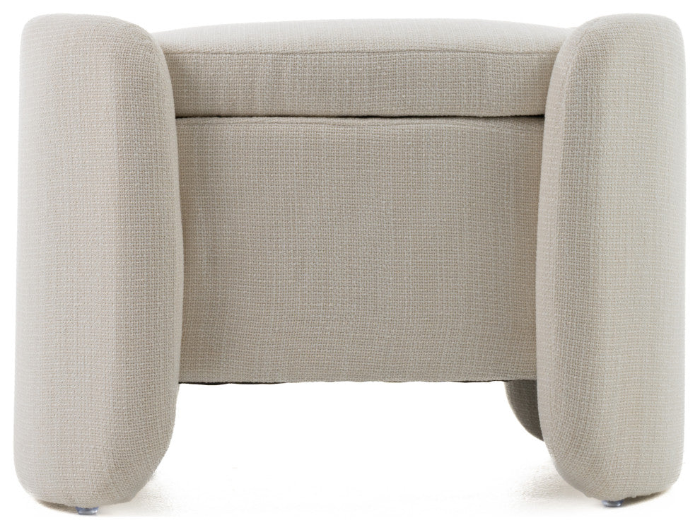 Modrest Erin Modern Cream Fabric Storage Ottoman