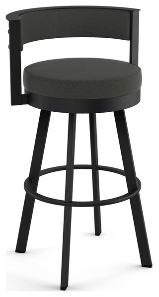 Amisco Browser Swivel Counter and Bar Stool, Charcoal Grey Polyester / Black Metal, Counter Height