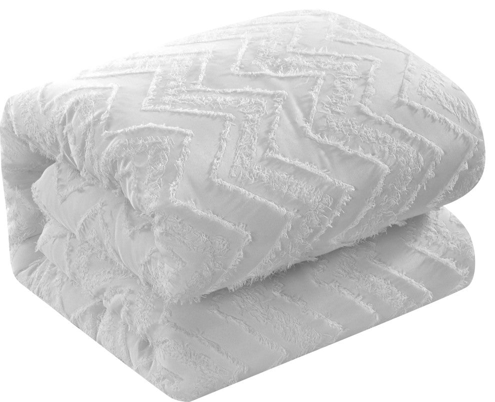 Farisa 7 Piece Comforter Set, White, Queen