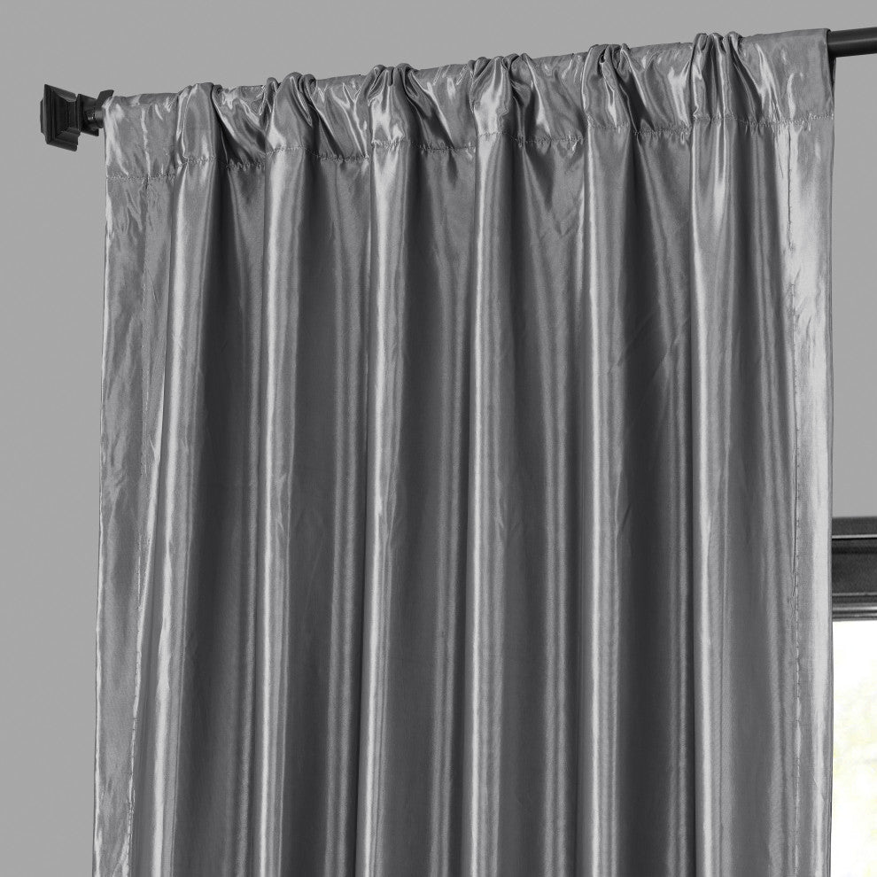 Platinum Blackout FauxSilk Taffeta Curtain Single Panel, 50"x120"