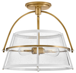 Hinkley Tournon Semi-Flush Mount, Heritage Brass With Polished White Accents