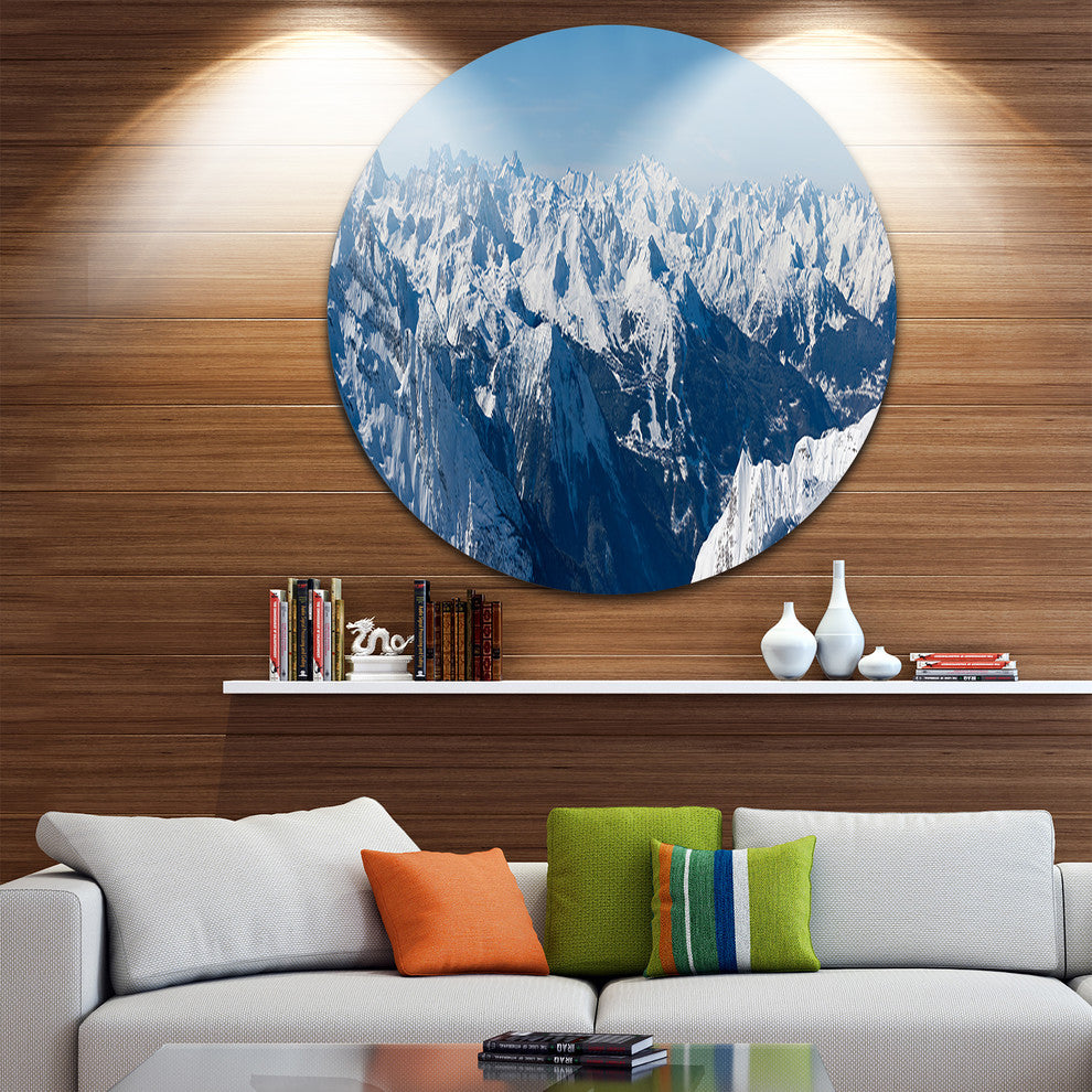 French Alps Panorama, Photography Disc Metal Artwork, 23"