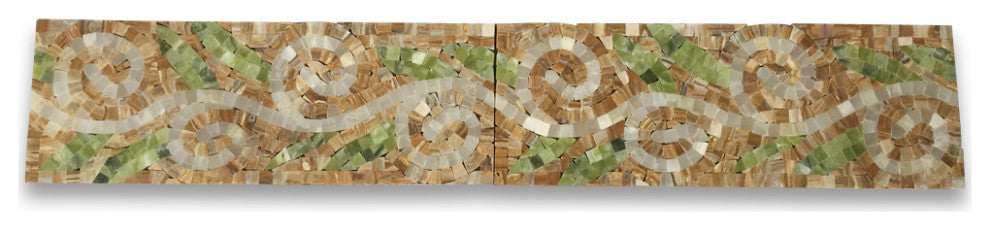 Marble Mosaic Border Listello Tile Garden Onyx 4.7x13.4 Polished, 1 piece