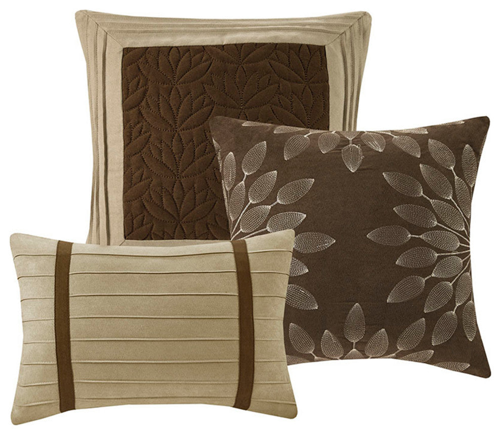 Madison Park Palmer Vera Microsuede 7-Piece Comforter Set, Natural Brown