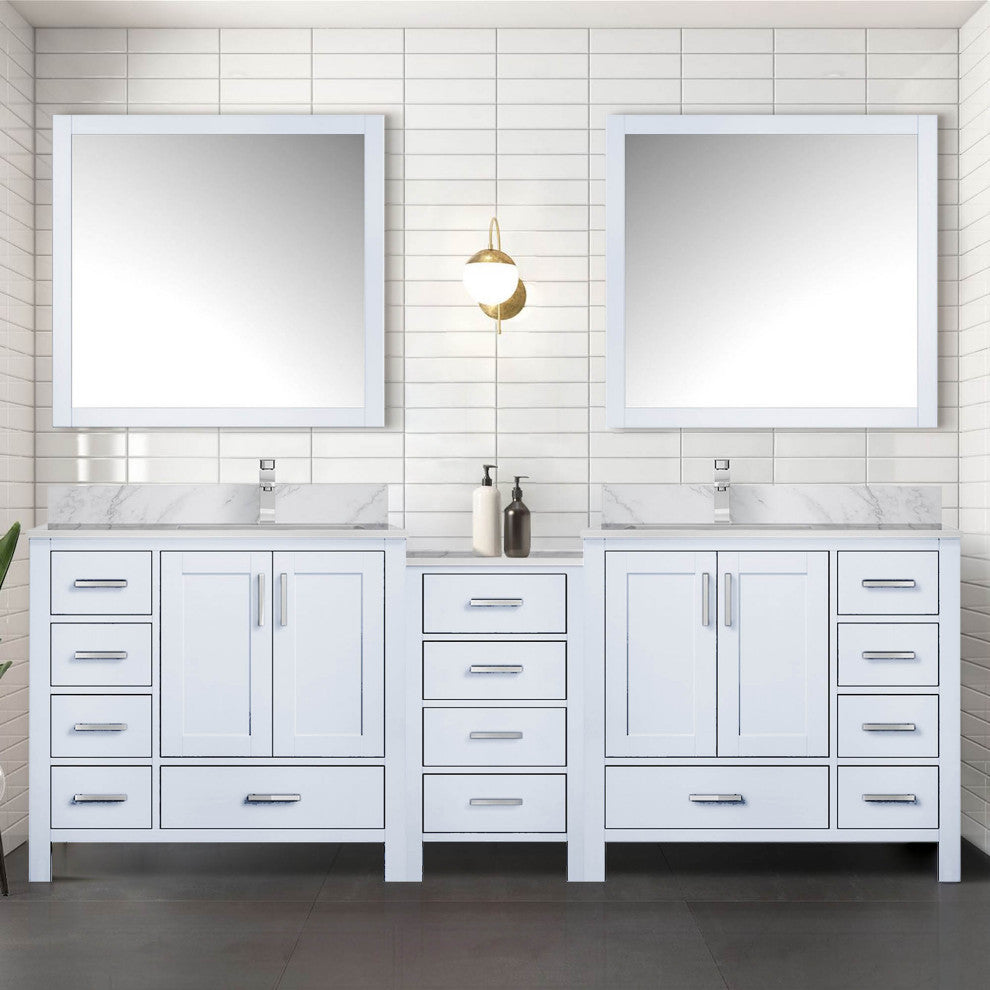 Lexora Coraline Double Bath Vanity White 102 With Countertop, Faucet & Mirror