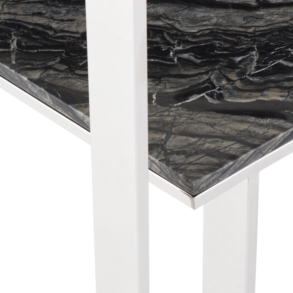Marble Console Table, Glass Top Console Table, Modern Entryway Table, Black