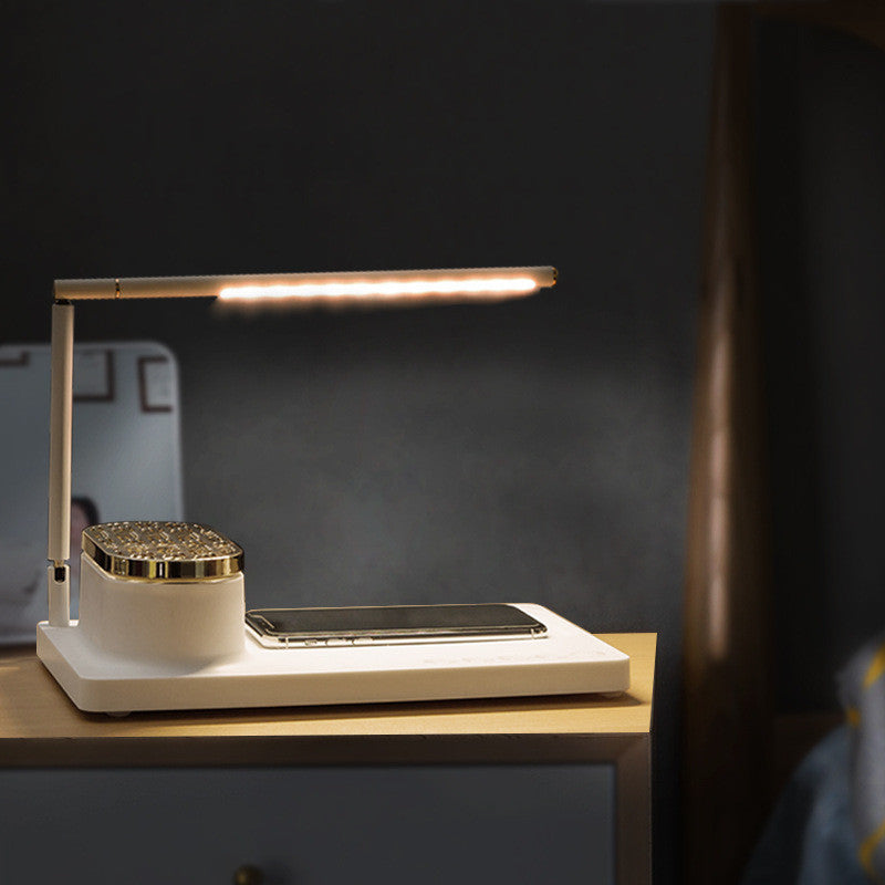 Black/White Aluminum Smart Task Lamp With Bluetooth Music & Wireless Charger, White