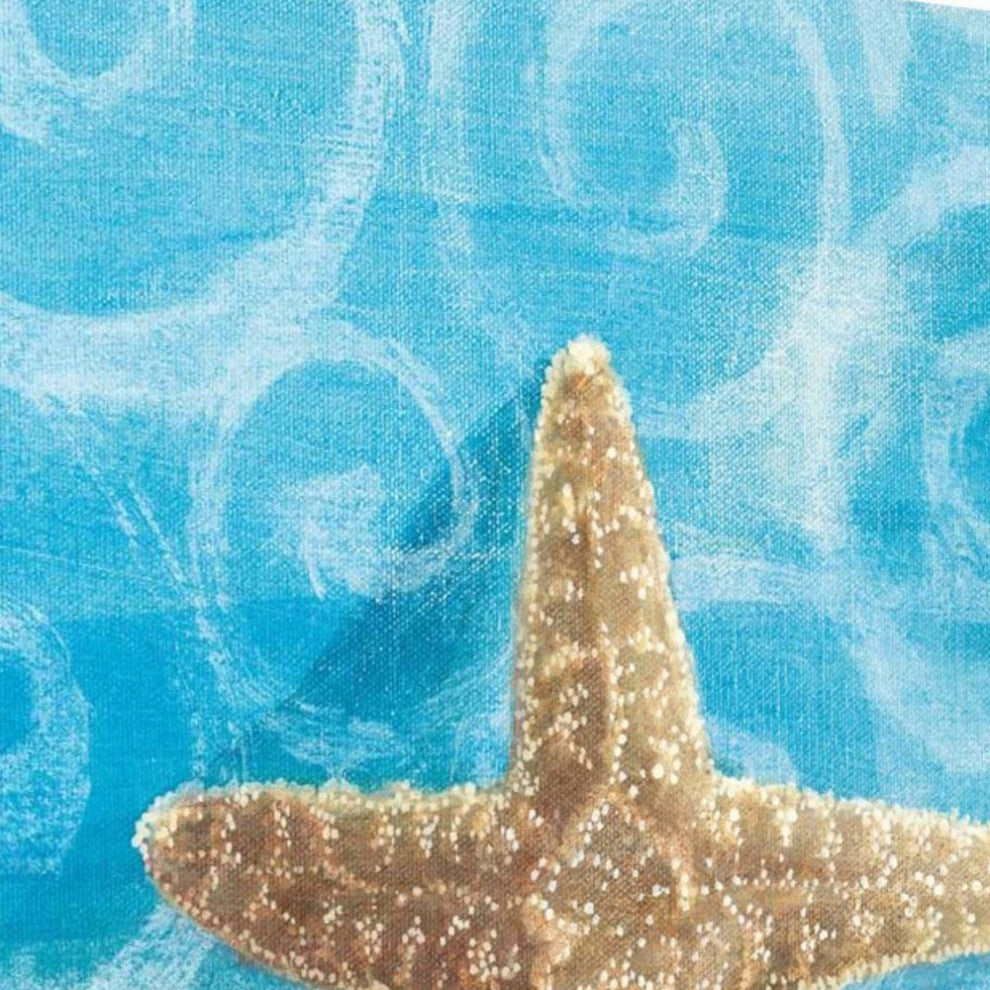 25" Mod Blue Scroll Coastal Conch 3 Giclee Wrap Canvas Wall Art