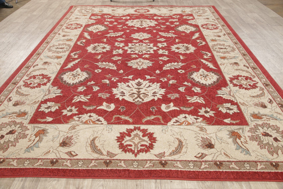 Oushak Oriental Synthetic Traditional Carpet Turkish Area Rug, Red, 10'6"x7'10