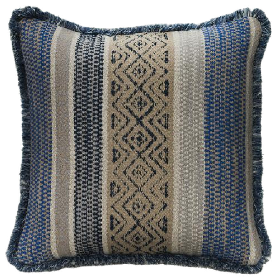 Decorative Dark Blue Handwoven Throw Pillow | Andrew Martin Pampas