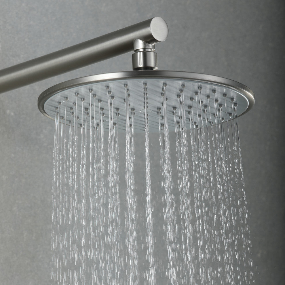 Shower Faucet Set With Valve and 9" ABS Rainfall Shower Head, Brushed Nickel