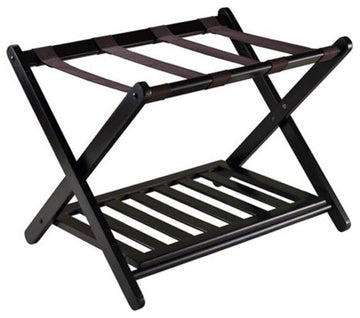 Reese Luggage Rack with Shelf, Espresso