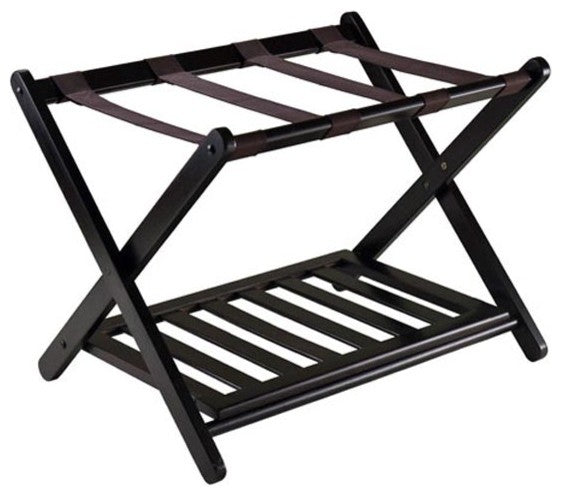 Reese Luggage Rack with Shelf, Espresso