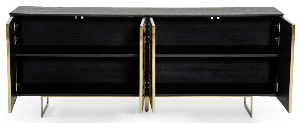 Modrest Kilson Modern Black Oak and Champagne Gold Buffet
