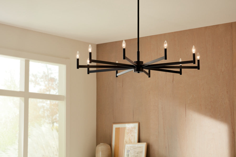 Erzo 48" 10 Light Chandelier, Black