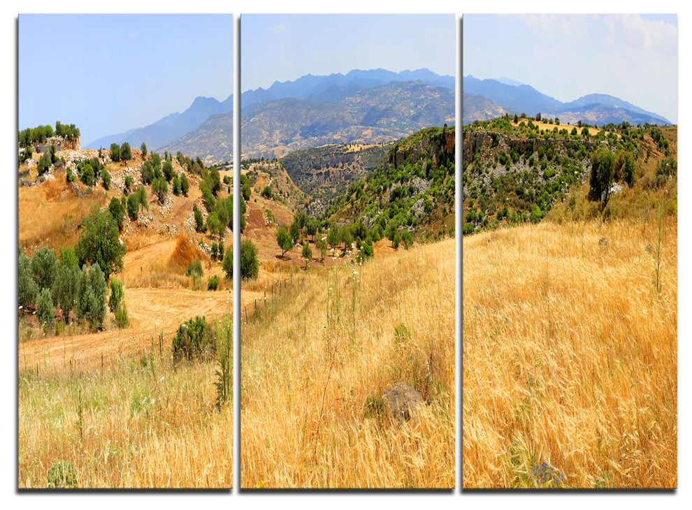 "Cyprus Landscape Panoramic View" Art Print Canvas, 3 Panels, 36"x28"