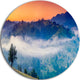 Fantastic Blue Mountains Panorama, Landscape Disc Metal Artwork, 23"