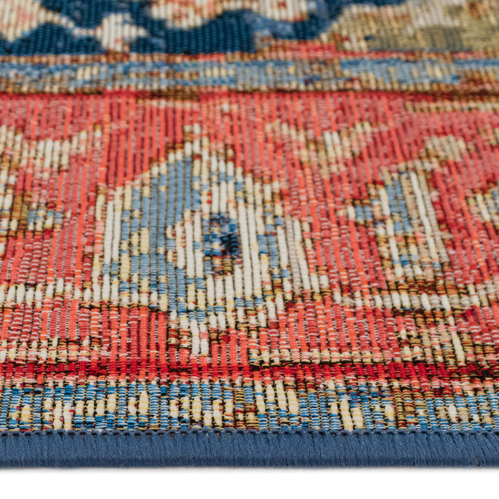 Esencia Heriz Indoor/Outdoor Mat Red/multi 1'11"x4'11"