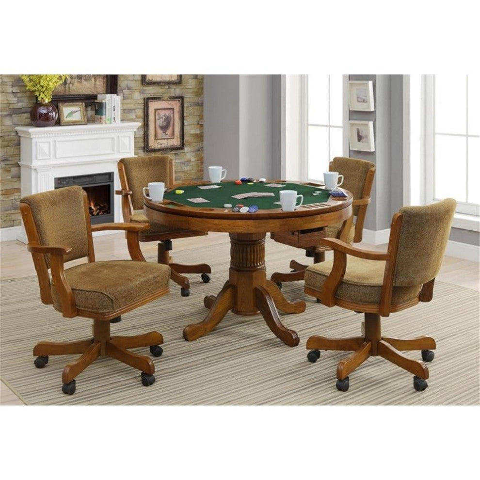 Coaster Mitchell 5-piece Wood Game Table Set Amber and Brown