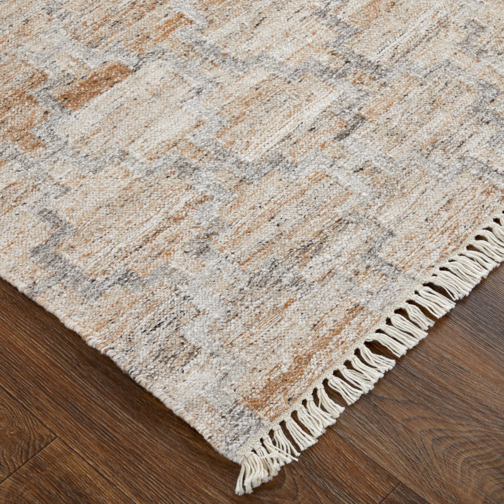 Weave & Wander Elstow Transitional PET Yarn Beige/Gray Rug, 5'x8'