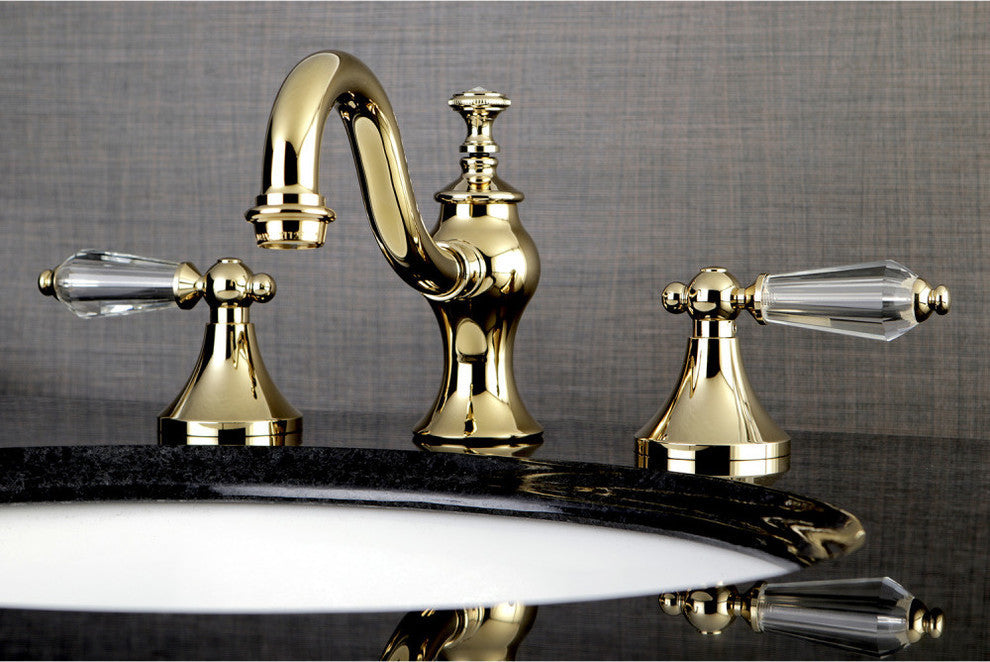 Widespread Bathroom Faucet, Brass Pop-Up, Polished Brass