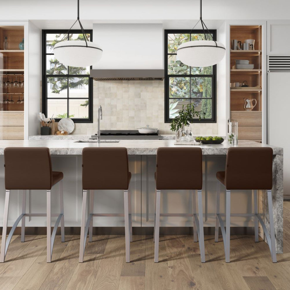 Lynx Counter Height Contemporary Stool With Metal Base, Brown