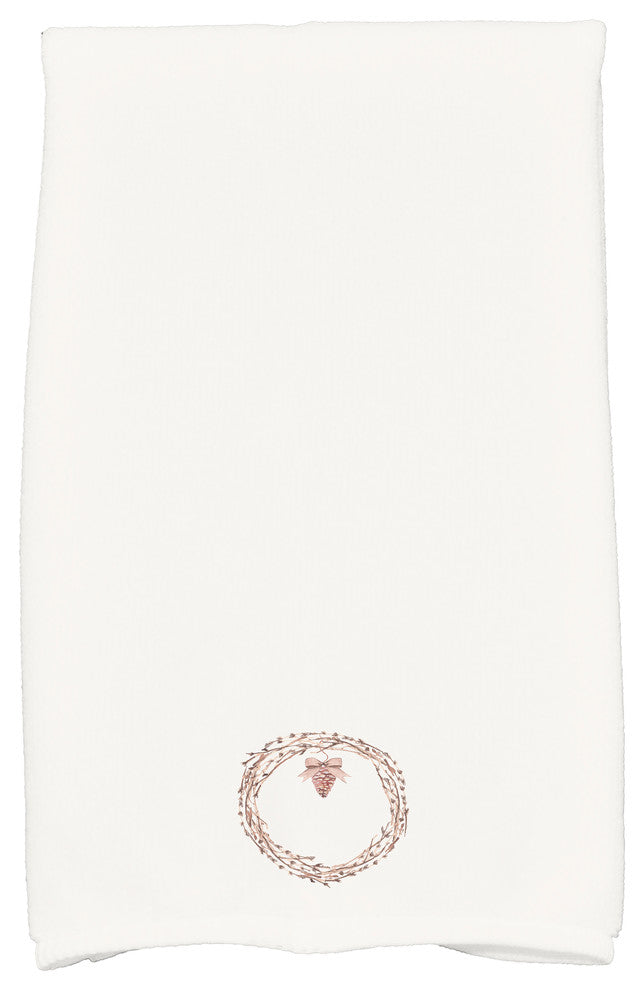 Natural Wreath 18"x30" Off White Holiday Print Kitchen Towel
