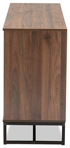 Jenett Modern Contemporary Walnut and Black 3-Door Sideboard Buffet
