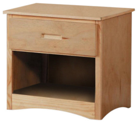 Wooden Night Stand With Bottom Shelf, Natural Brown