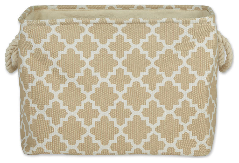 DII Polyester Bin Lattice Vintage Linen Rectangle Large